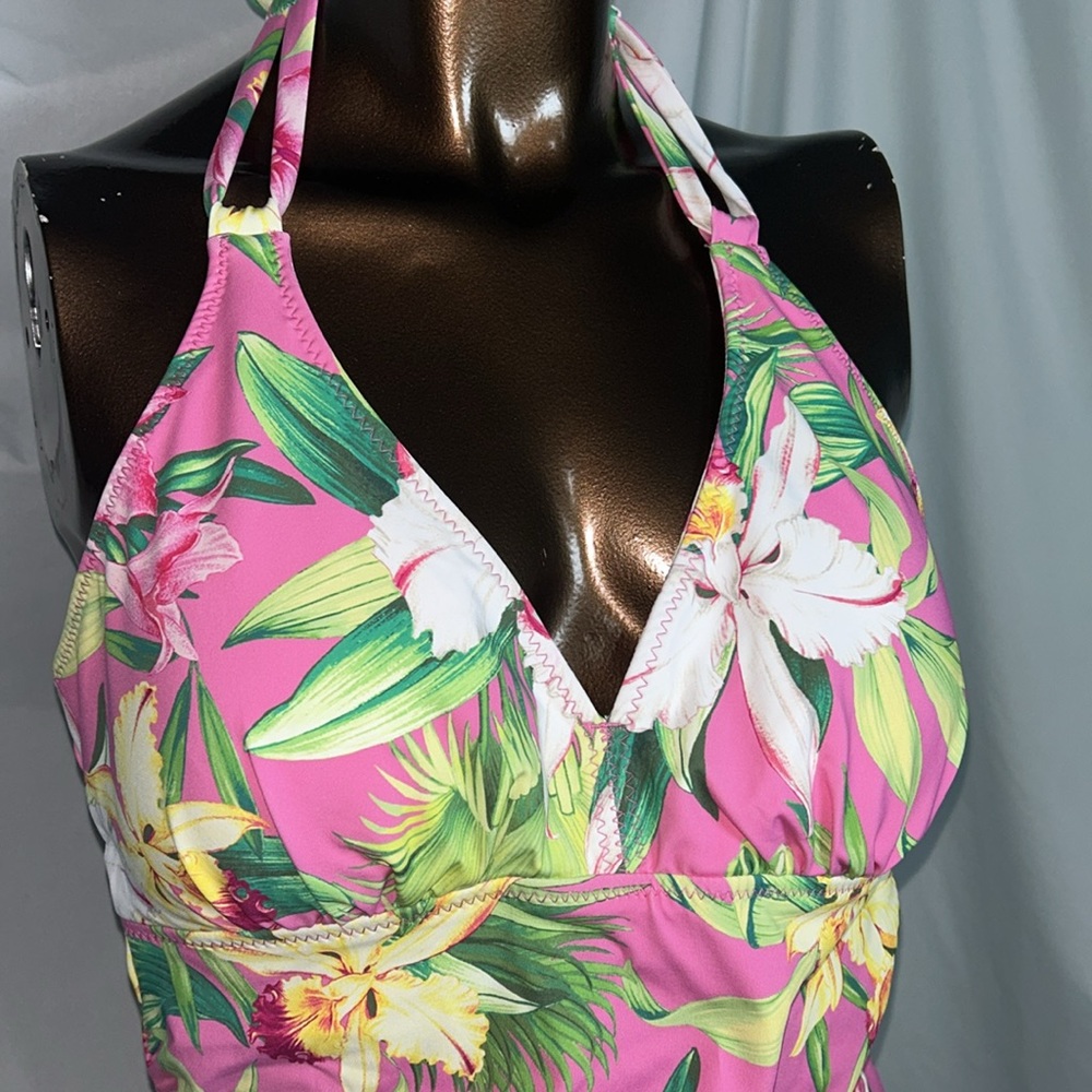 Tommy Bahama Orchid Garden reversible Halter Tankini Top - Small - New - Picture 2 of 7